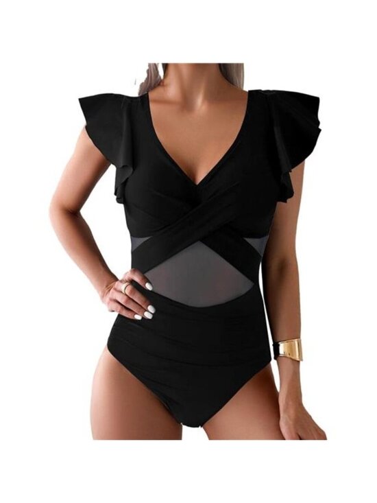 Other - Women's One Piece Swimsuits Tummy Control Ruffle Sleeve Mesh Swimsuit